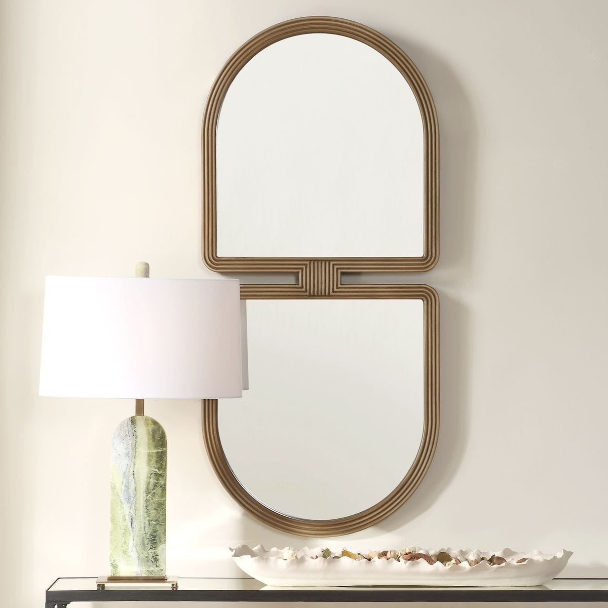 Jacques Art Deco Oval Mirror in Gold by Uttermost