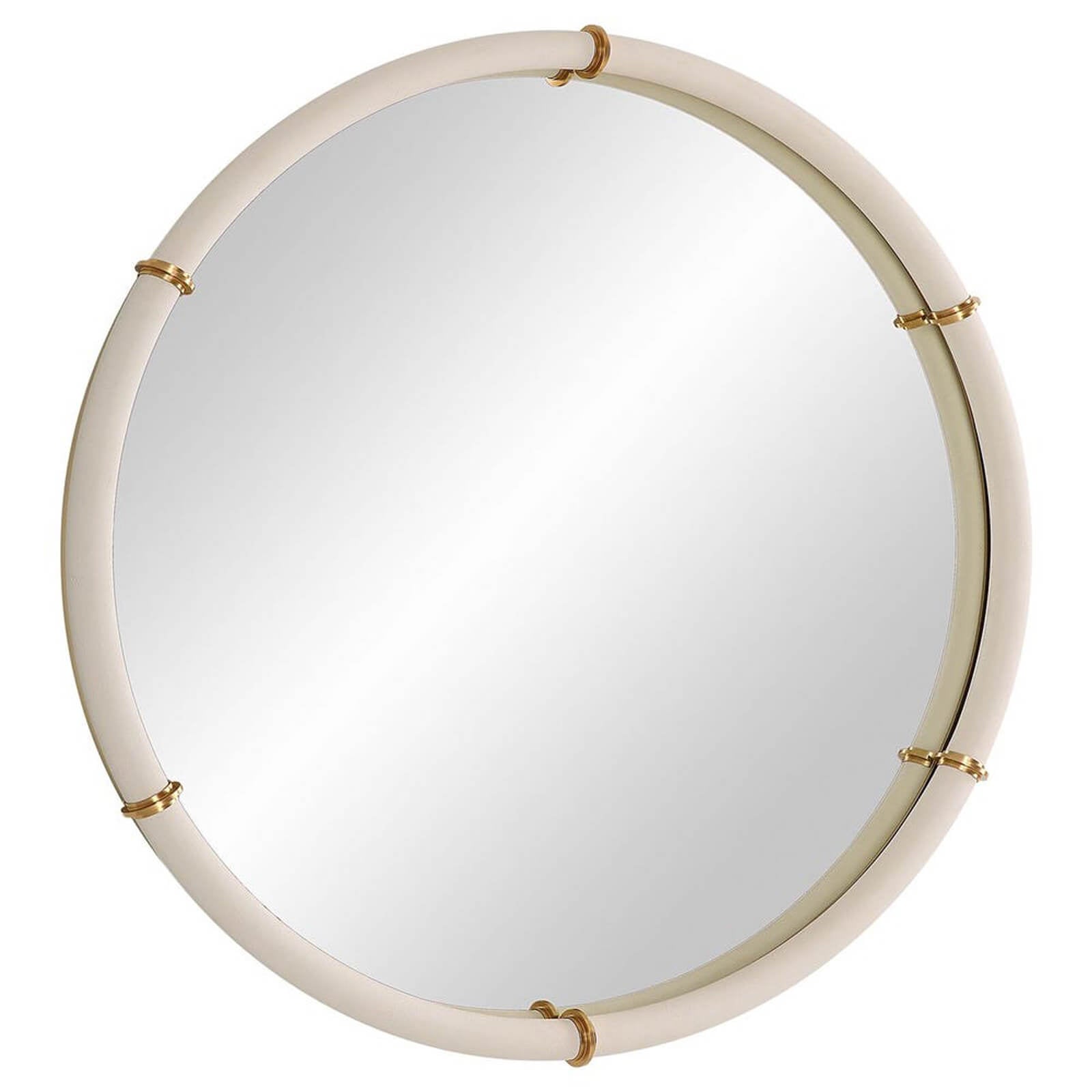Cyprus Round Mirror in White Faux Shagreen by Uttermost
