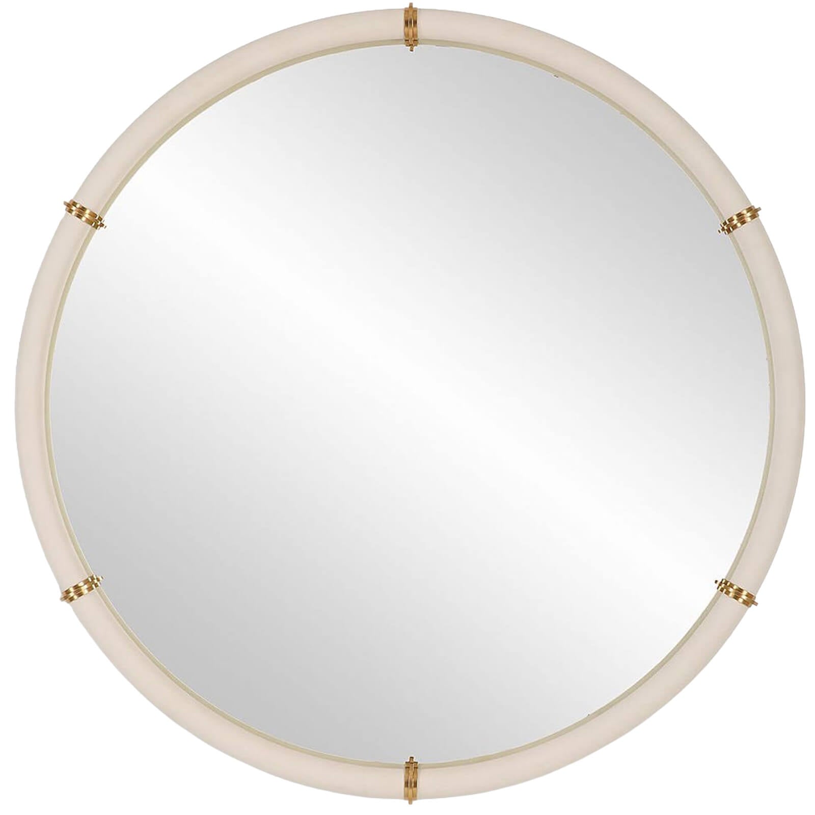 Cyprus Round Mirror in White Faux Shagreen by Uttermost