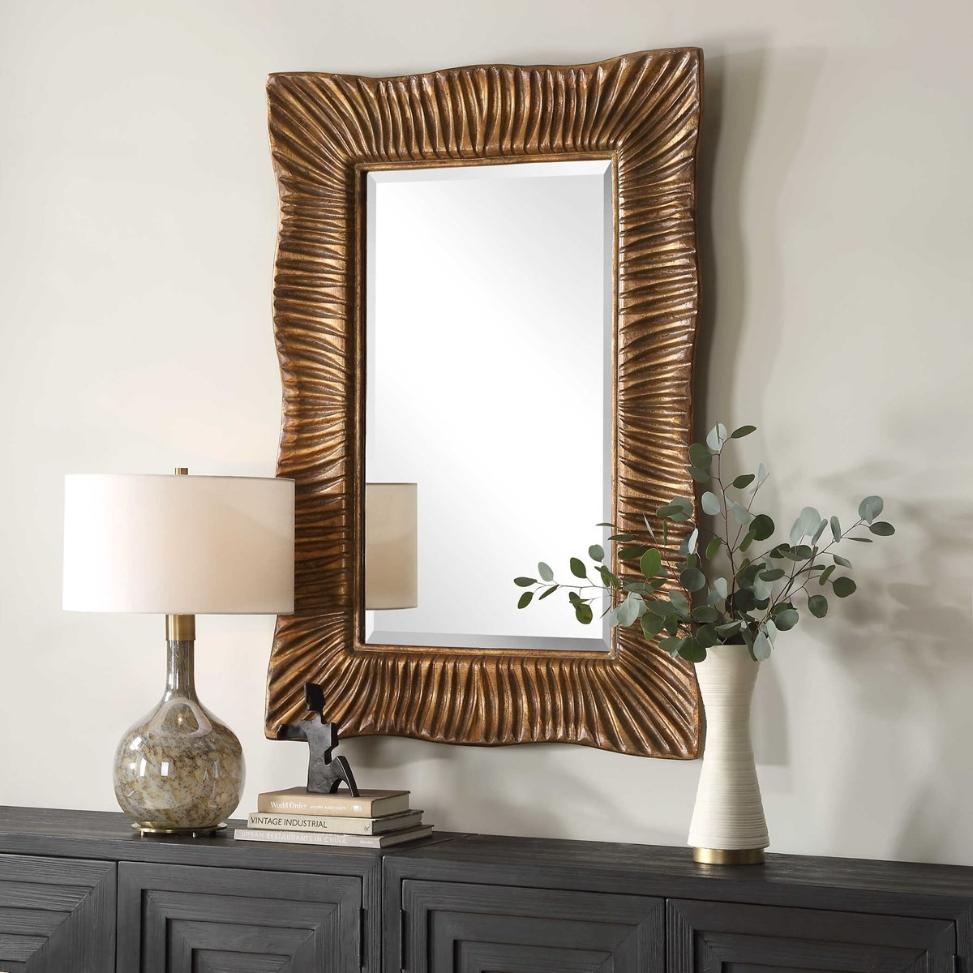 Emerson Scalloped Antique Gold Mirror by Uttermost