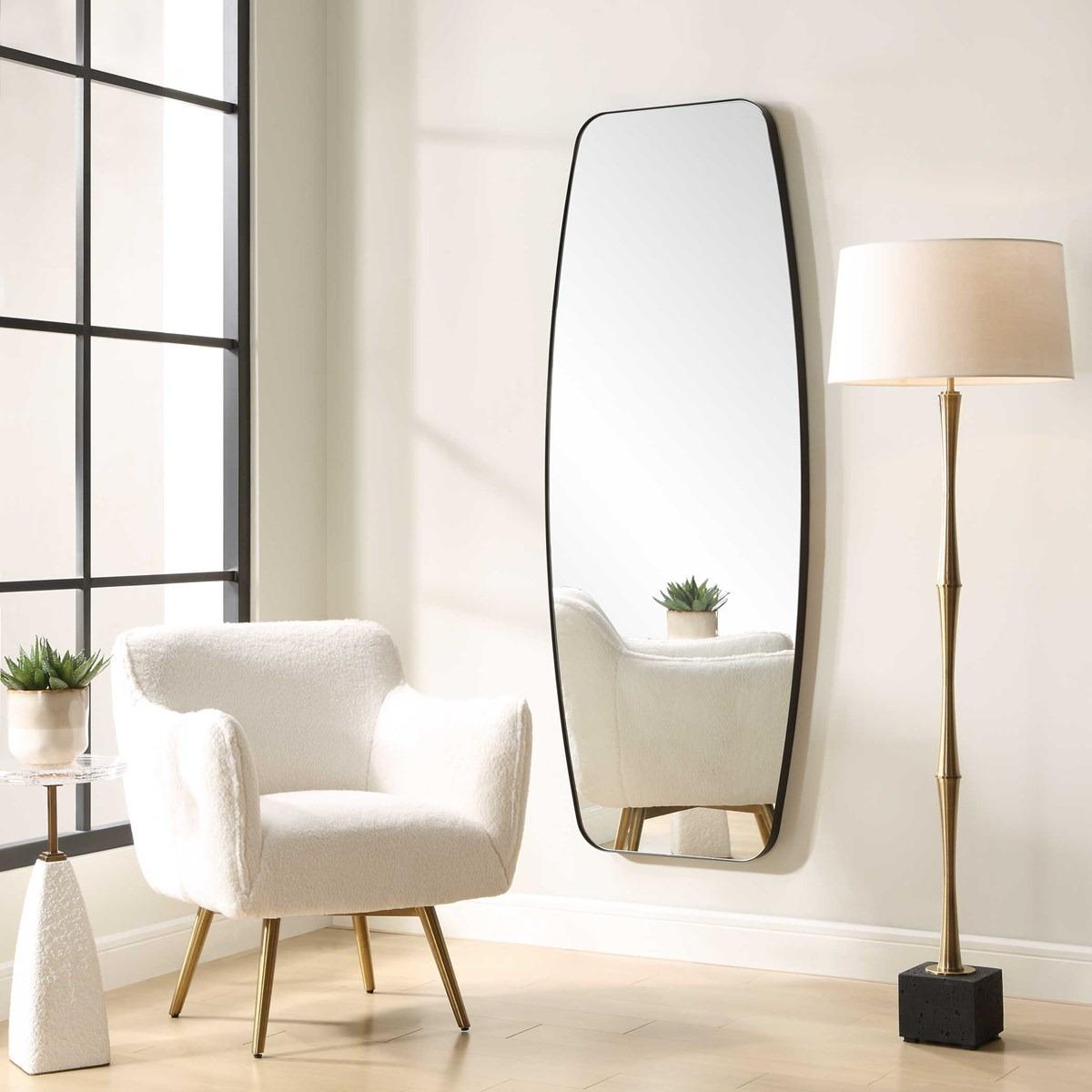 Caspian Curved Full Length Mirror in Black by Uttermost