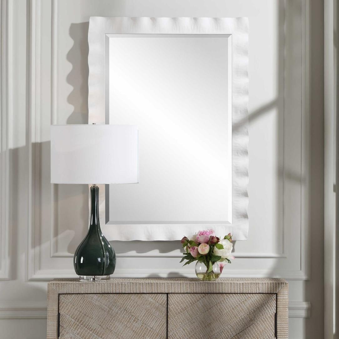 Haya White Scalloped Mirror by Uttermost