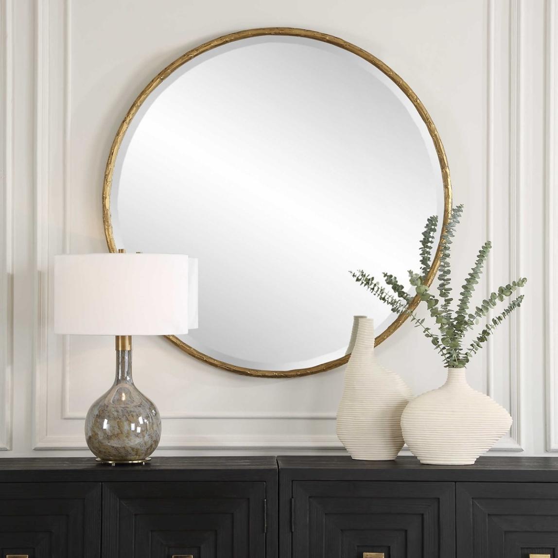 Sutton Aged Gold Round Mirror by Uttermost
