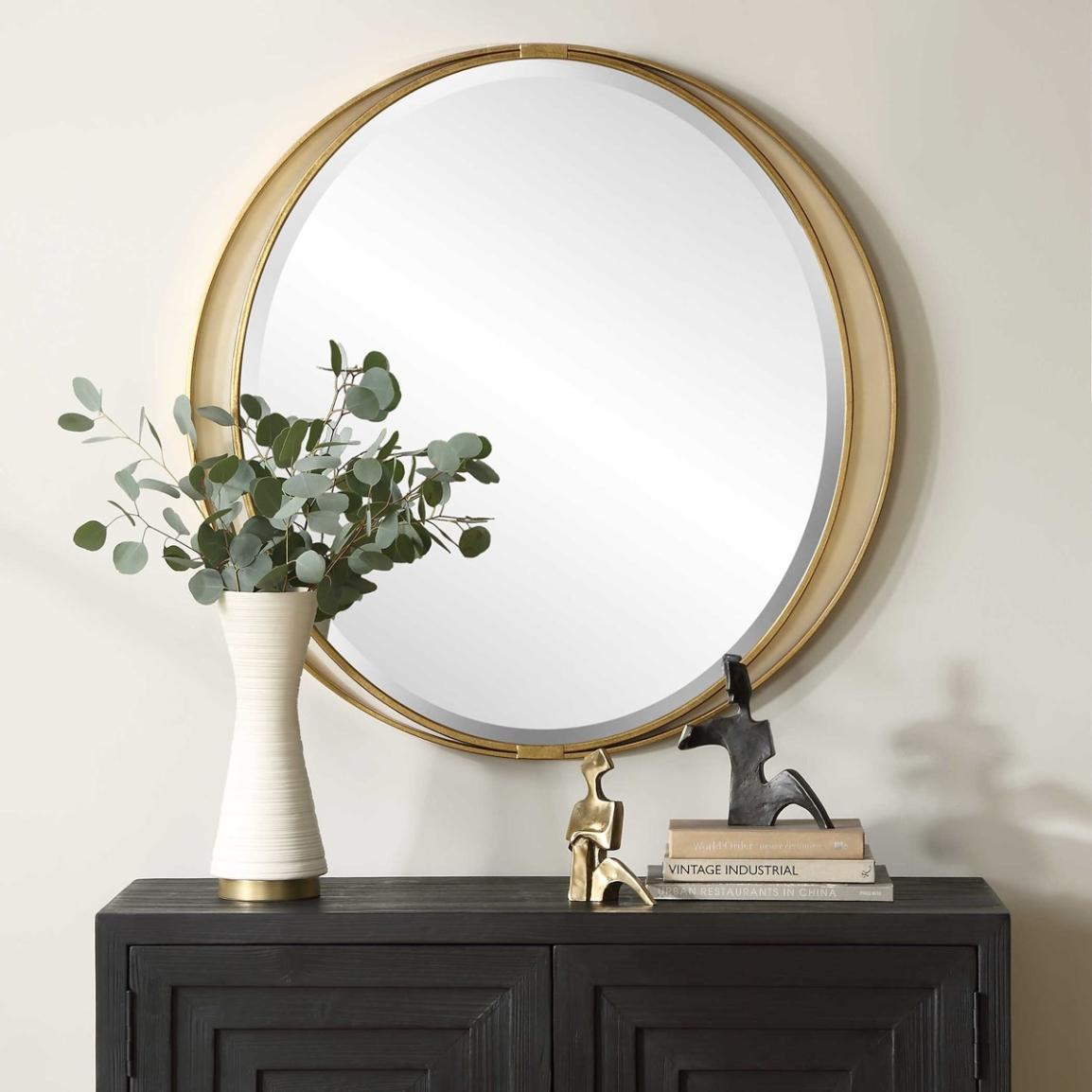 Rhodes Gold Round Mirror by Uttermost
