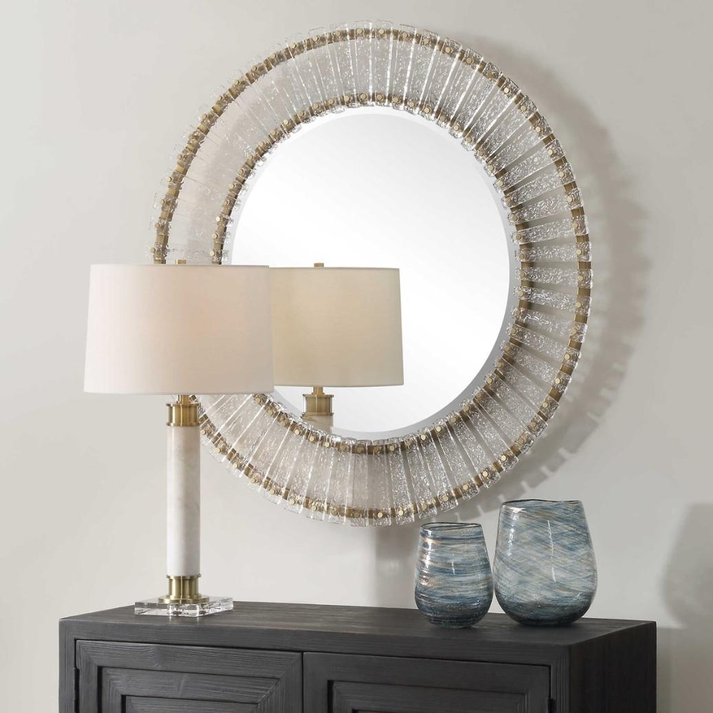 Denali Textured Glass Round Mirror by Uttermost