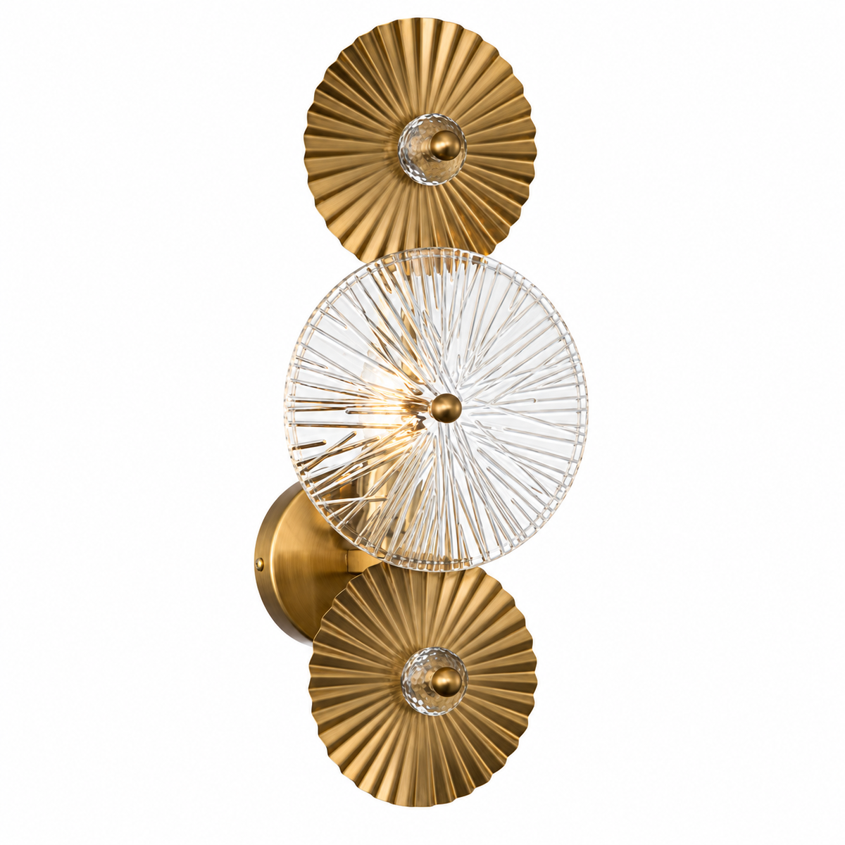 Aidan Brushed Gold & Clear Glass Disc Wall Light Richmond Interiors
