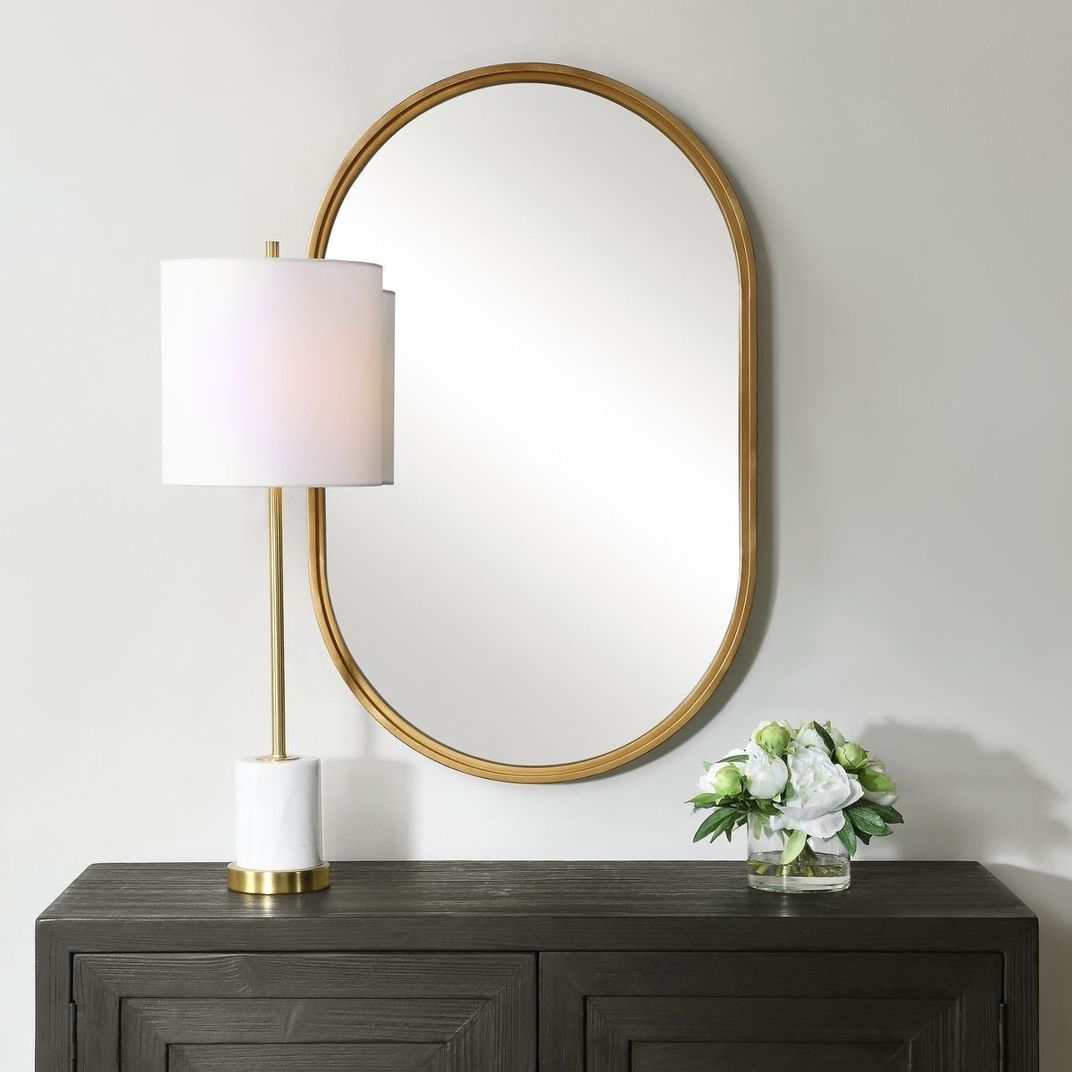 Brushed Gold Pill Mirror Keiichi