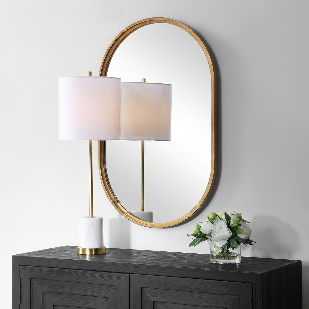 Brushed Gold Pill Mirror by Keiichi