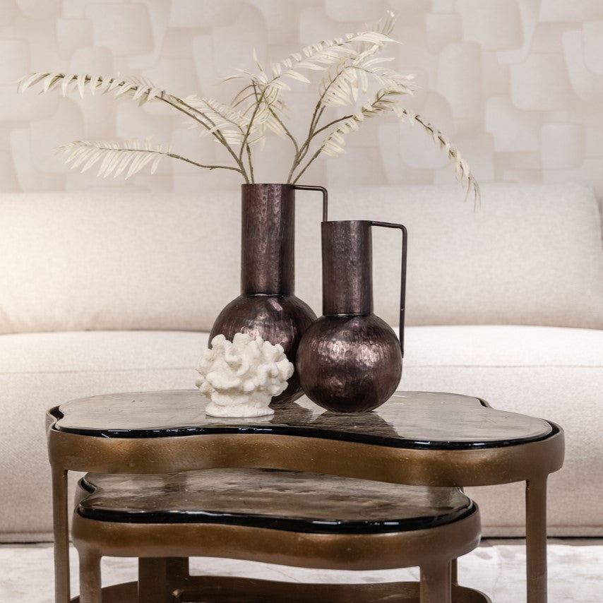 Fairfield Antique Brass & Glass Coffee Tables Set of 2 by Richmond Interiors
