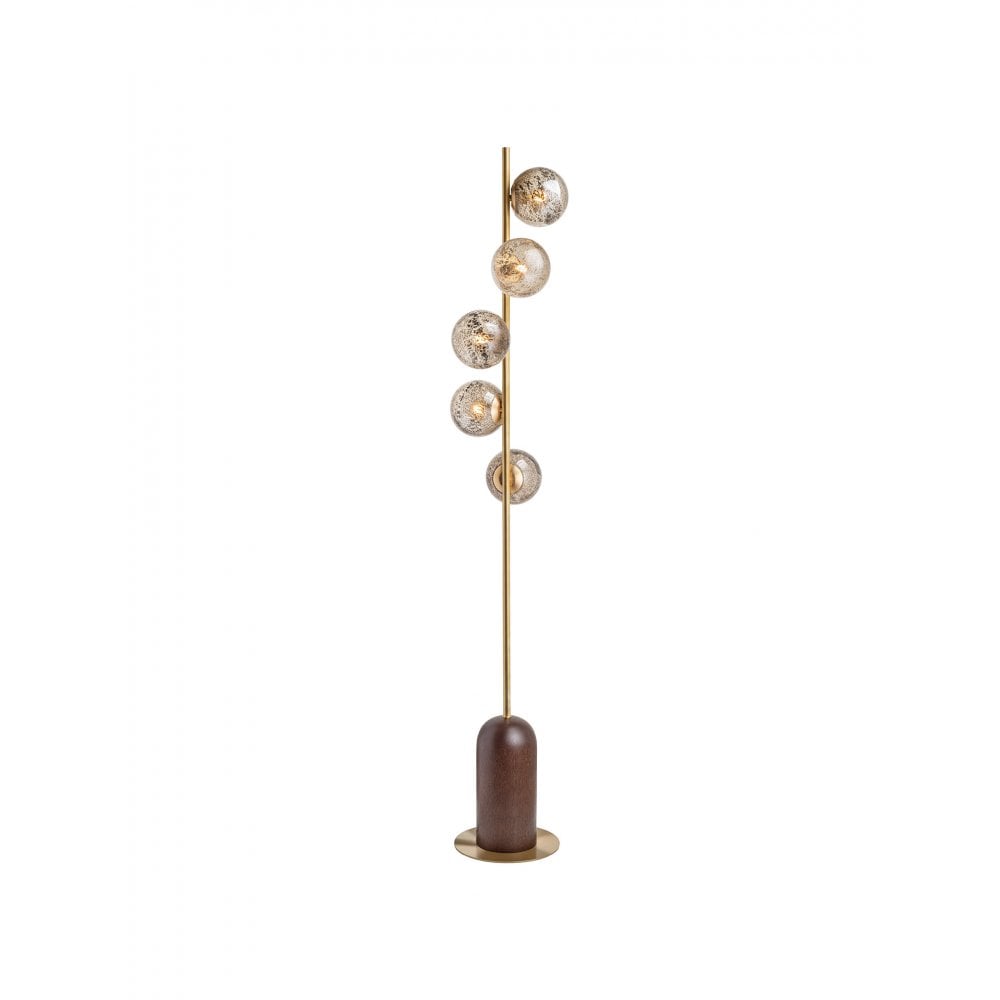 Carter Satin Brass & Wood Glass Floor Lamp by Heathfield & Co