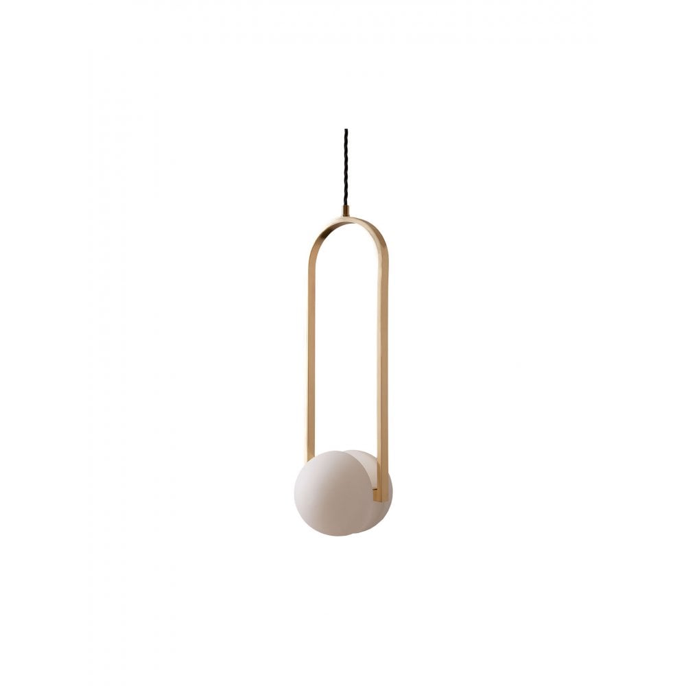 Audrey Pendant Light Satin Brass Frame & Opal Glass Hemispheres by Heathfield & Co