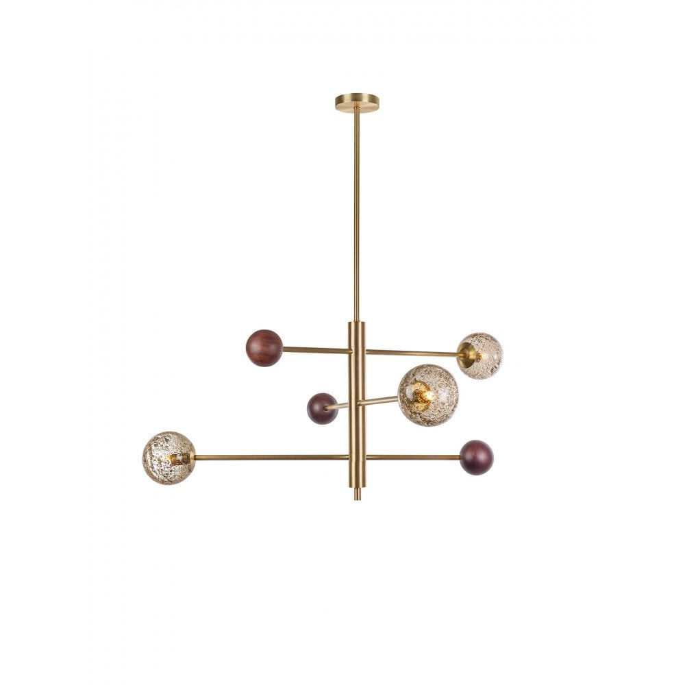 Carter Satin Brass & Wood Pendant Light by Heathfield & Co