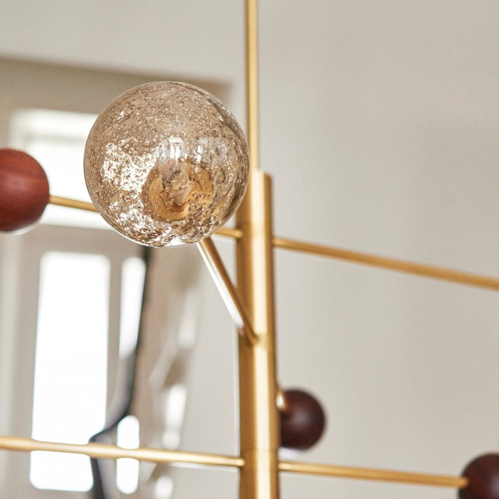 Carter Satin Brass & Wood Pendant Light by Heathfield & Co