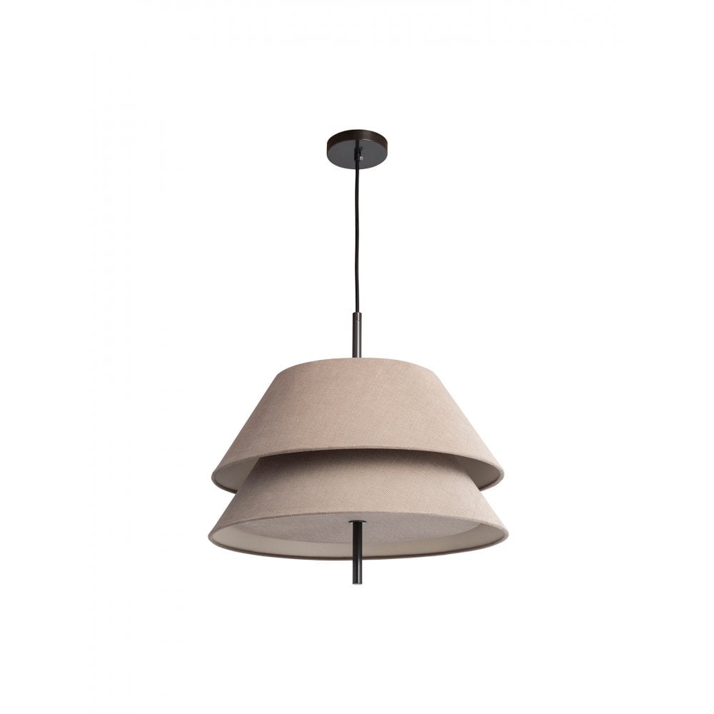 Kobi Bronze & Fabric Double Drum Pendant Light by Heathfield & Co