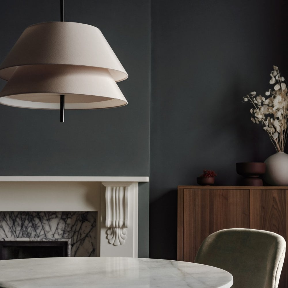 Kobi Bronze & Fabric Double Drum Pendant Light by Heathfield & Co