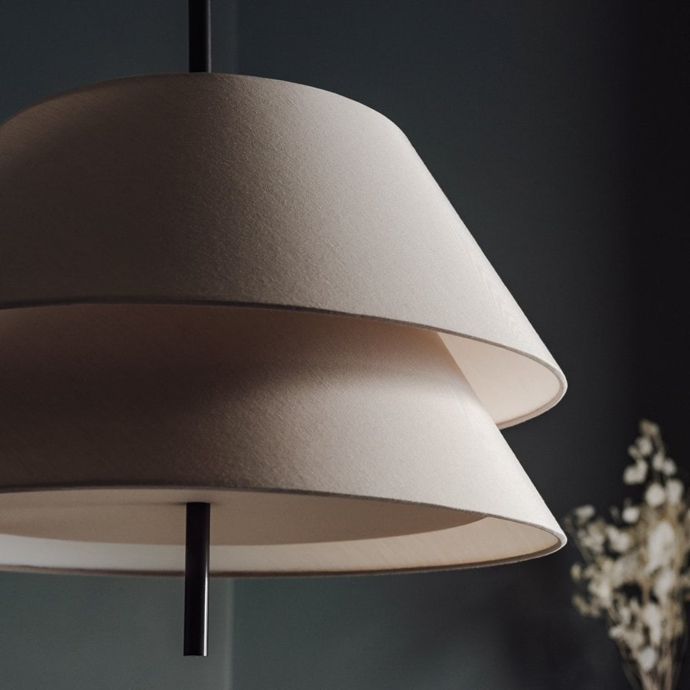 Kobi Bronze & Fabric Double Drum Pendant Light by Heathfield & Co