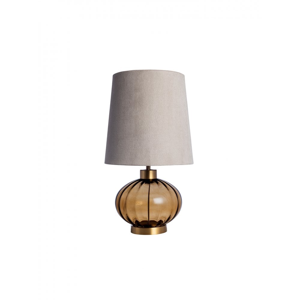Pedra Antique Brass & Amber Glass Table Lamp by Heathfield & Co