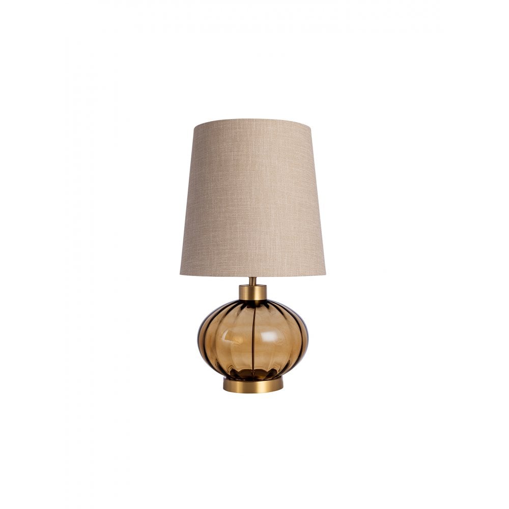 Pedra Antique Brass & Amber Glass Table Lamp by Heathfield & Co