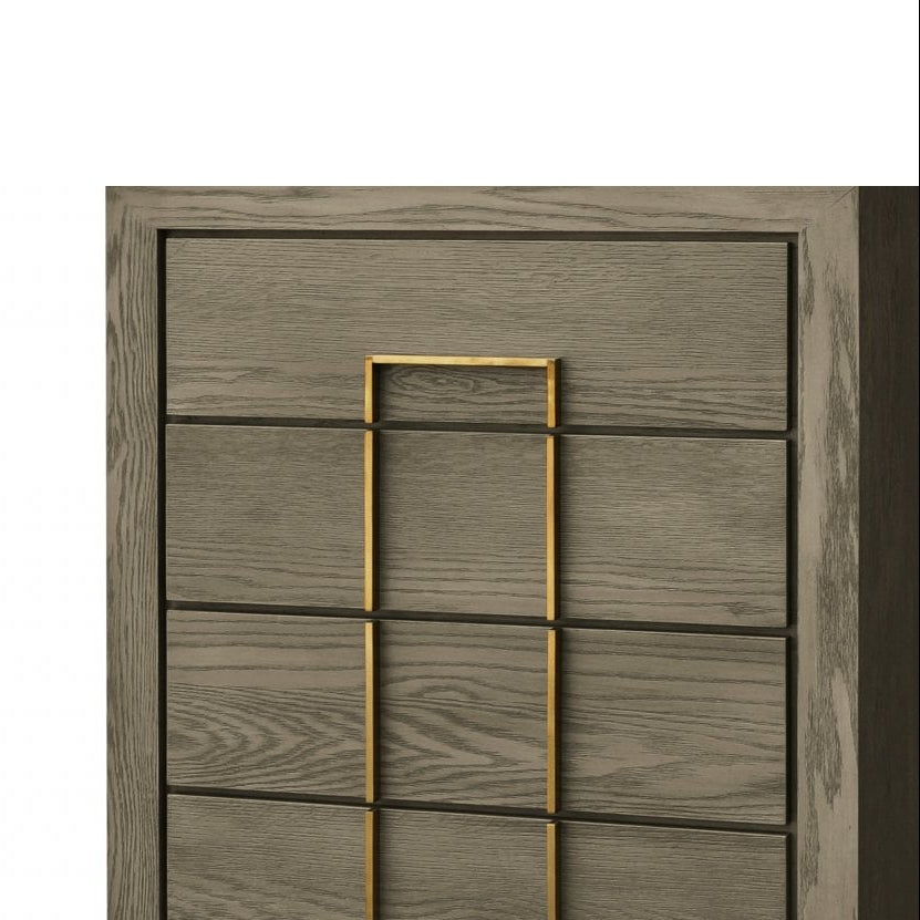 Lucca Grey Oak Tall Chest of Drawers with Gold Handles by Berkeley Designs