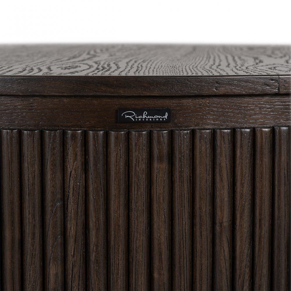 Luxor Coffee Table Frame Iron & Brown Fluted Oak Base by Richmond Interiors