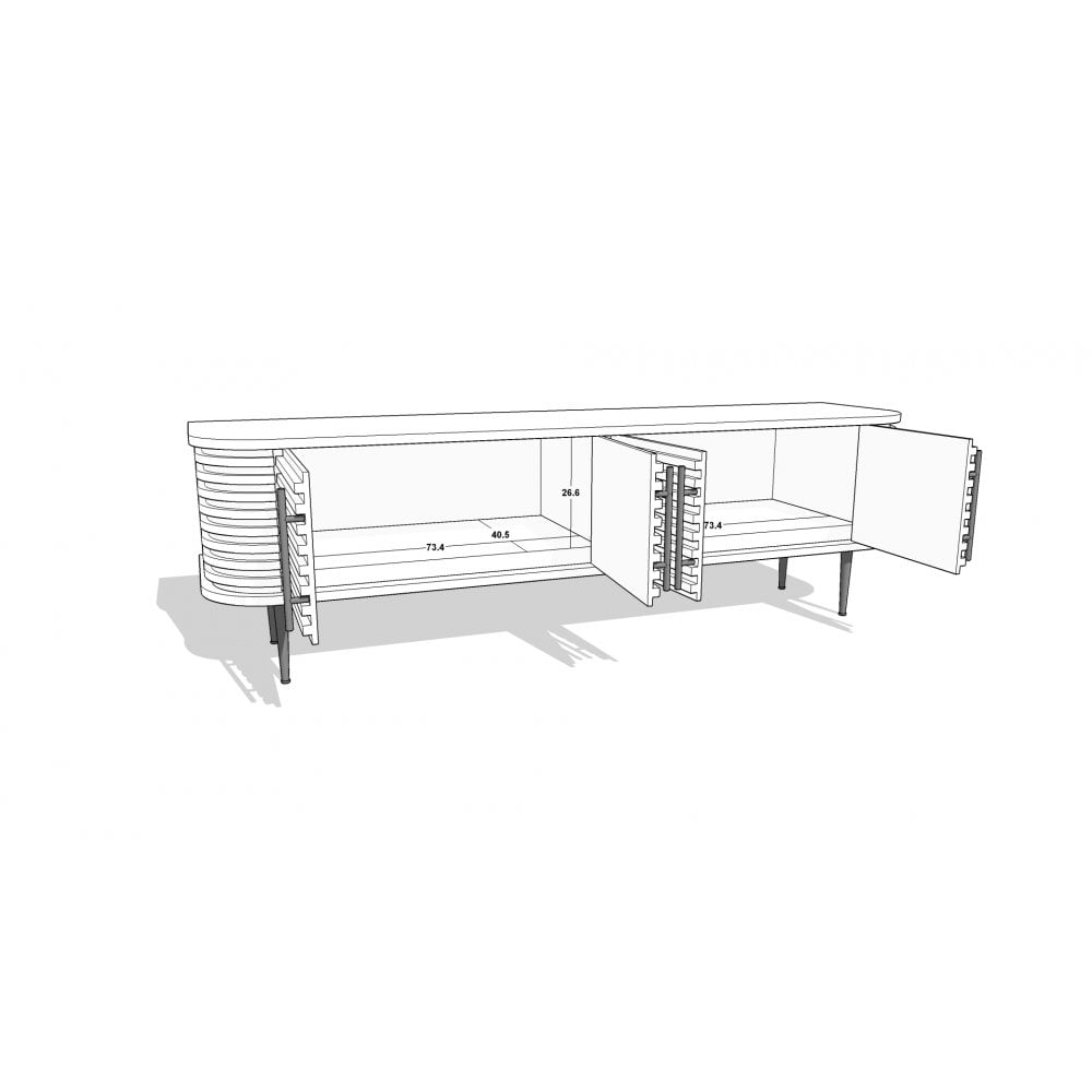 Paris Brown Walnut Media Unit with Brass Handles & Legs by Berkeley Designs