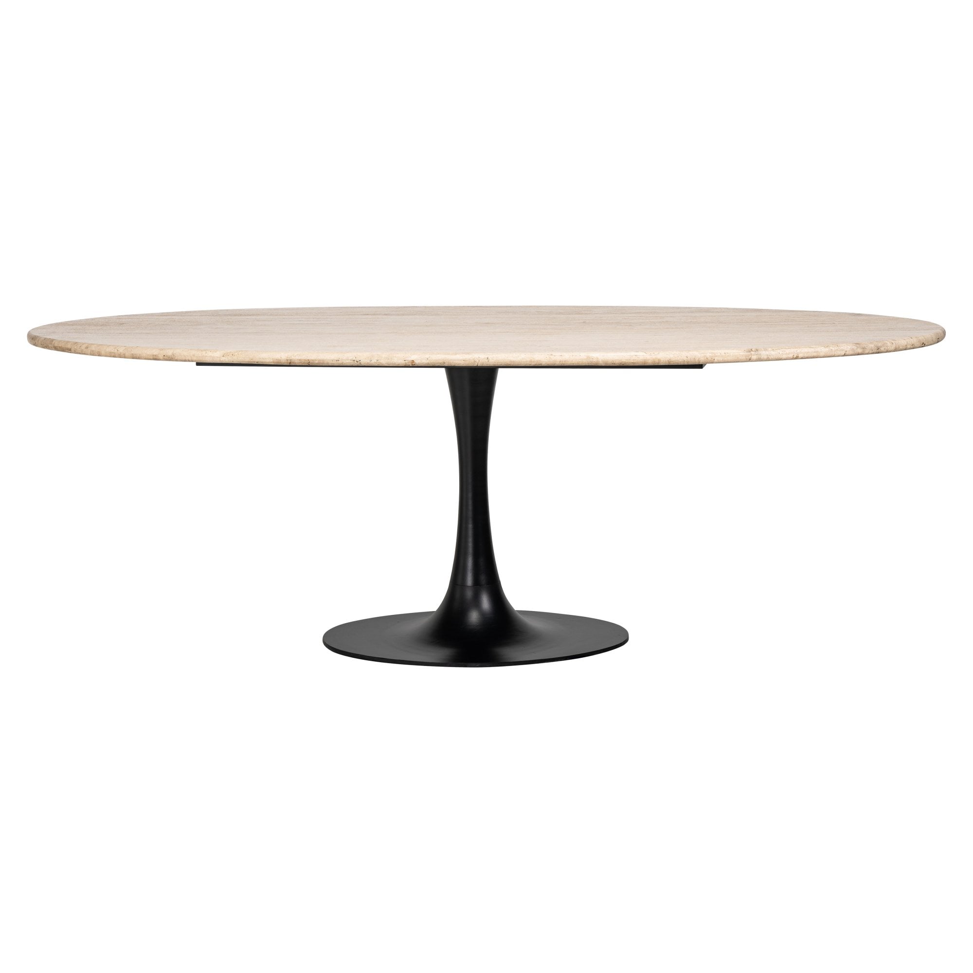 Hampton Black & Beige Oval Dining Table with Travertine Top by Richmond Interiors