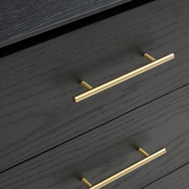 Lantine Black Oak & Brass Chest of Drawers by Tommy Franks