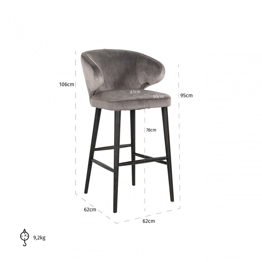 Indigo Stone Velvet Bar Stool by Richmond Interiors