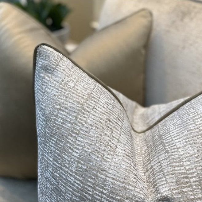 Naomi Dusk & Celine Fawn Piping Cushion by Luxe Casa