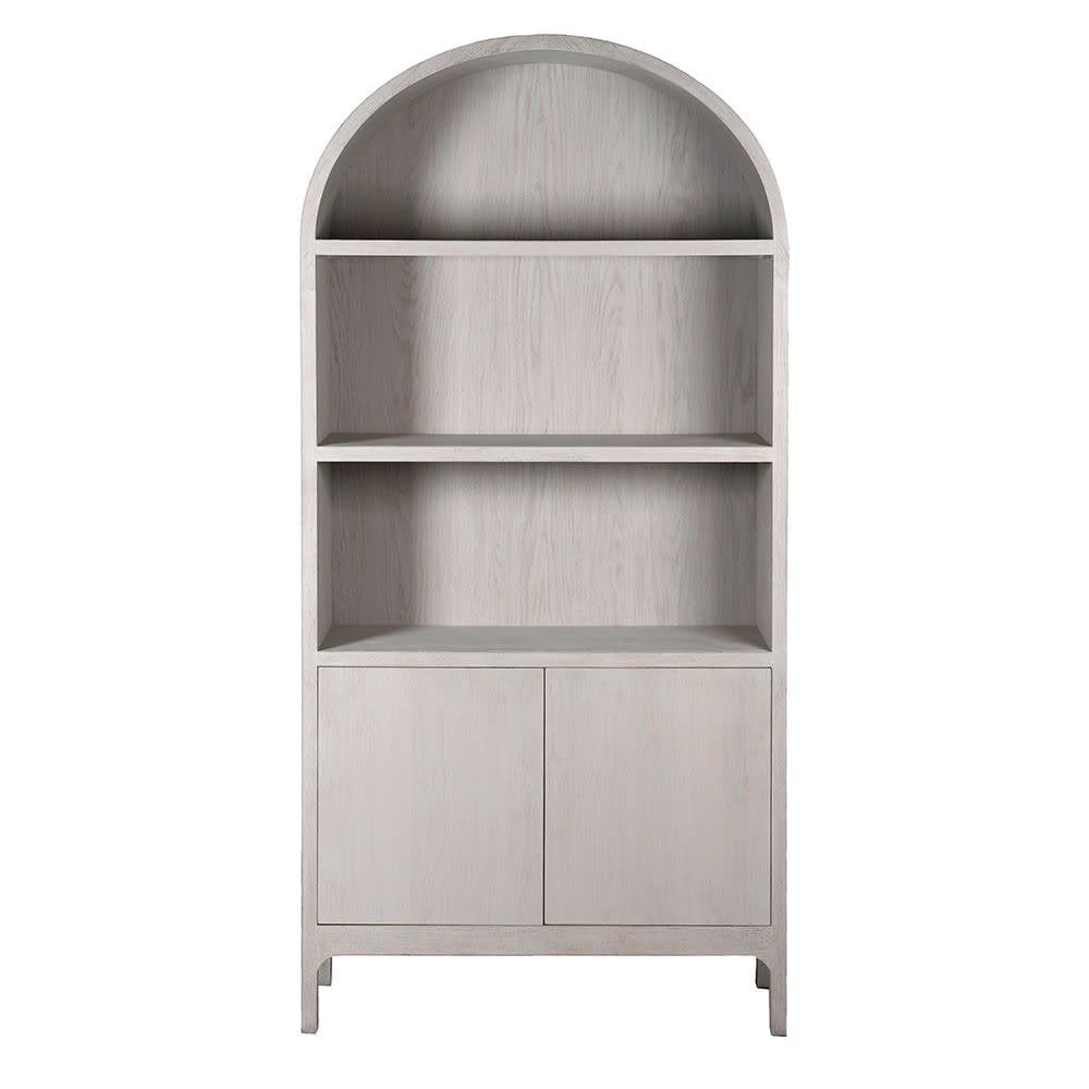 Arch Top Display Cabinet Oak Wood 2 Shelves & 2 Doors by Kensington