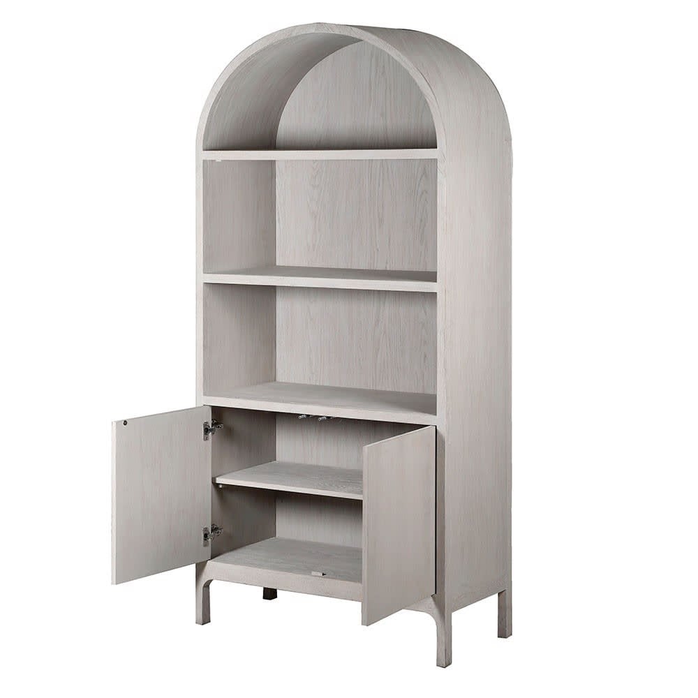 Arch Top Display Cabinet Oak Wood 2 Shelves & 2 Doors by Kensington