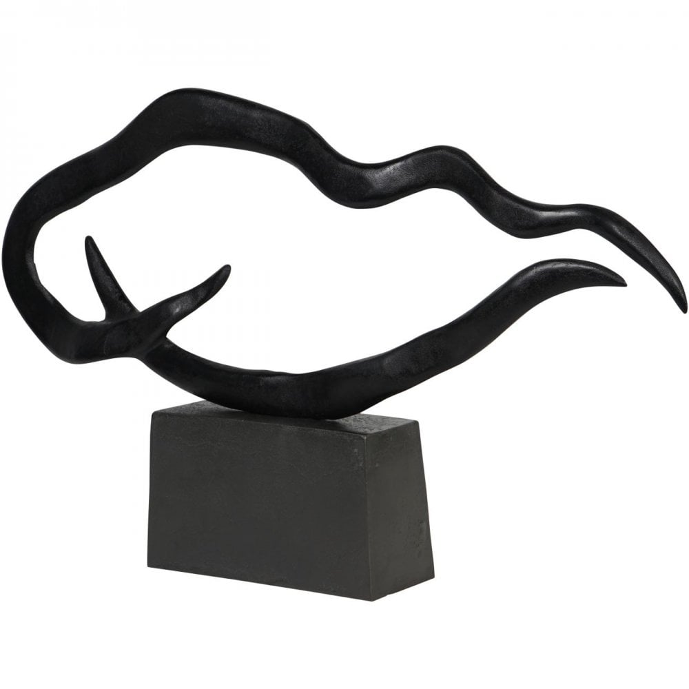 Isla Large Textured Black Aluminium Abstract Sculpture by Libra Interiors