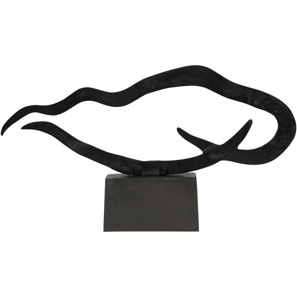 Isla Large Textured Black Aluminium Abstract Sculpture by Libra Interiors