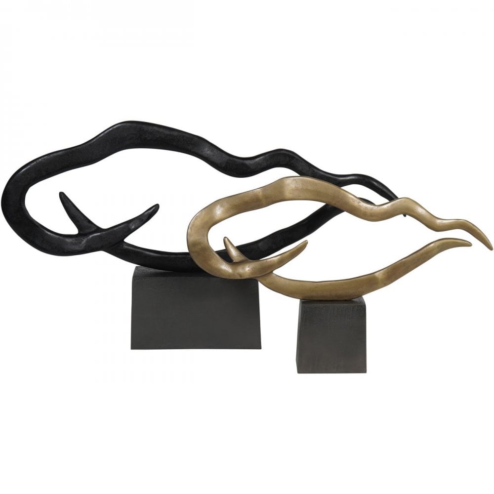 Isla Large Textured Black Aluminium Abstract Sculpture by Libra Interiors