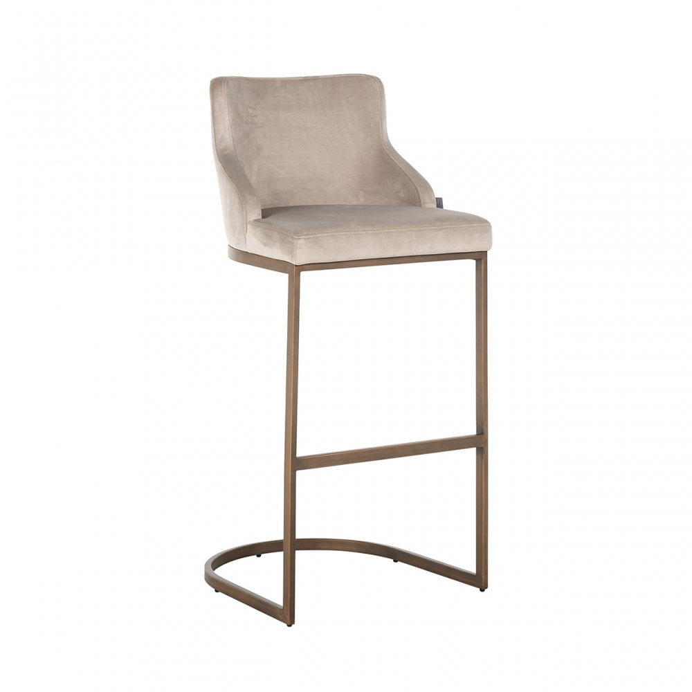 Bolton Khaki Velvet & Brushed Gold Bar Stool (Set of 2) by Richmond Interiors