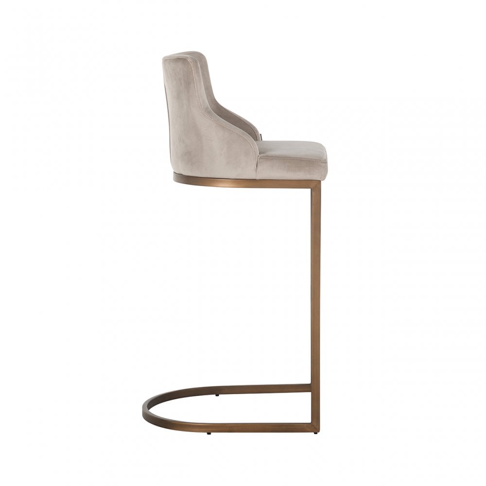 Bolton Khaki Velvet & Brushed Gold Bar Stool (Set of 2) by Richmond Interiors
