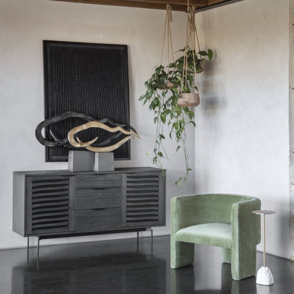 Isla Large Textured Black Aluminium Abstract Sculpture by Libra Interiors