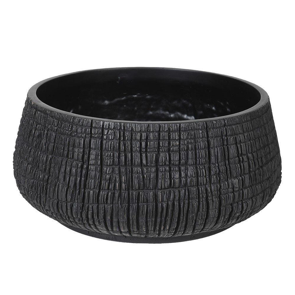 Small Low Black Yakisugi Textured Pot by Kensington