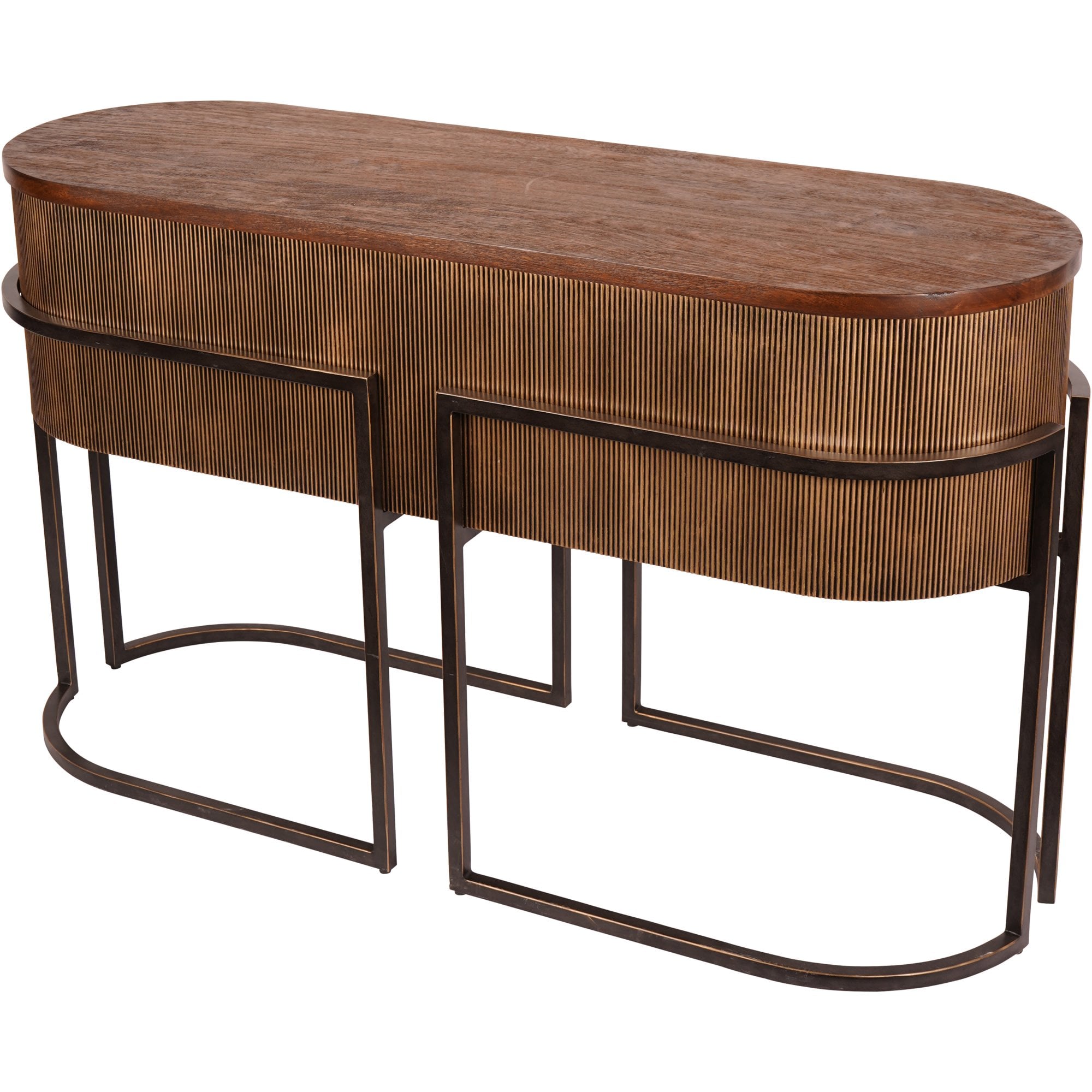 Hunter Corrugated Antique Gold Console Table by Libra Interiors