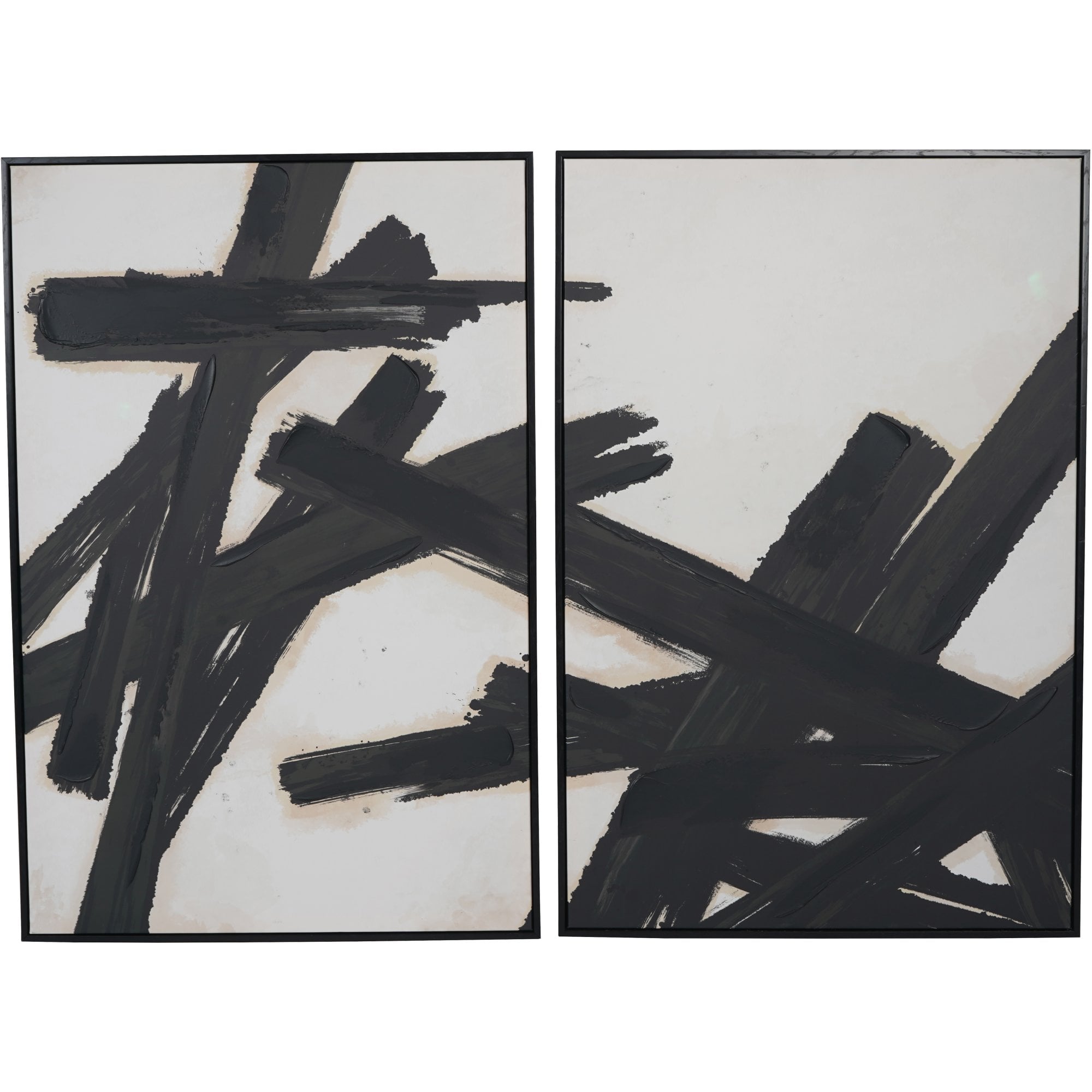 Hand Finished Impasto Brushstokes Framed Canvases Set of 2 by Libra Interiors