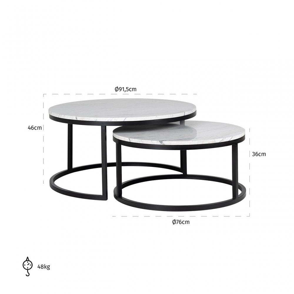 Lexington Carrara Marble Coffee Tables (Set of 2 ) by Richmond Interiors