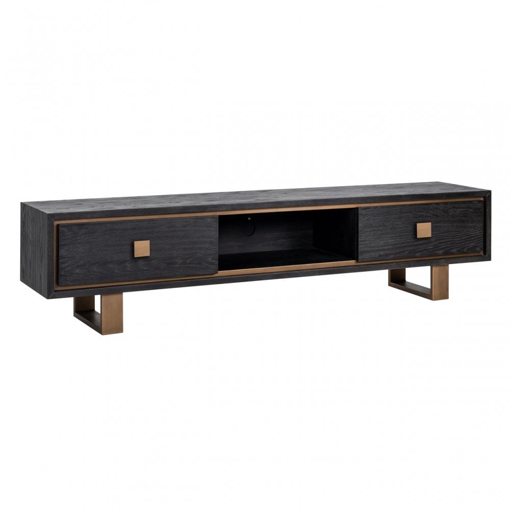 Hunter Black Oak Veneer & Brass TV Unit by Richmond Interiors