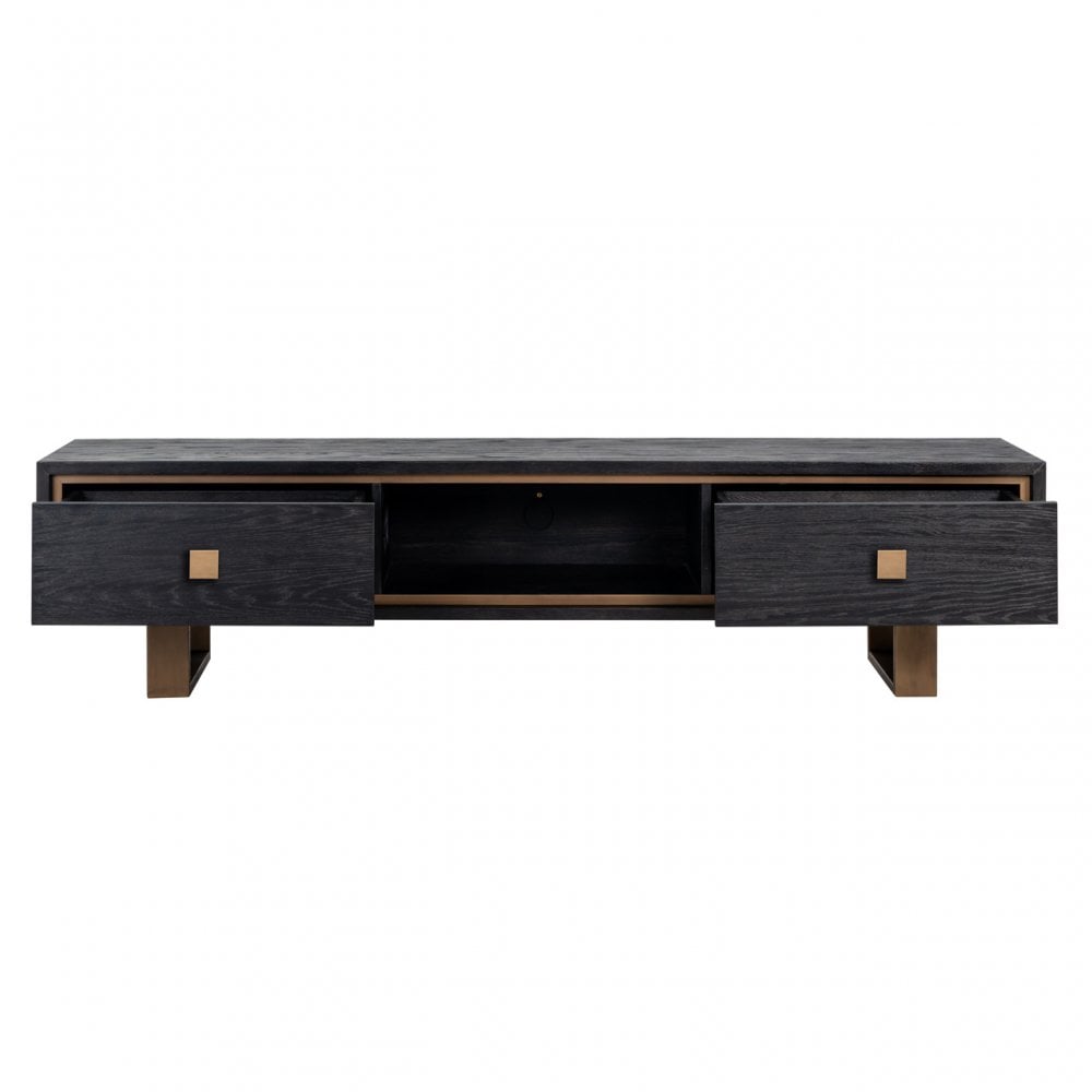 Hunter Black Oak Veneer & Brass TV Unit by Richmond Interiors
