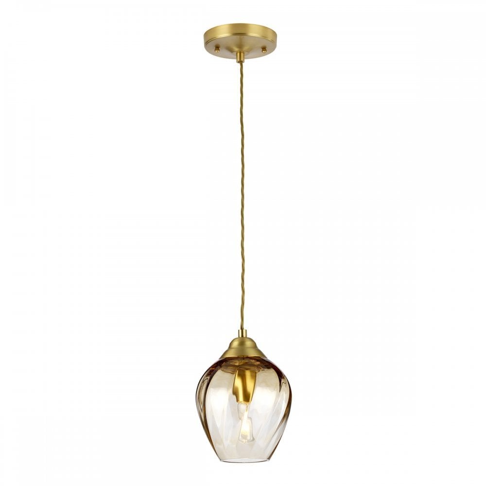 Tiber Brushed Brass Single Pendant Light by Quintiesse