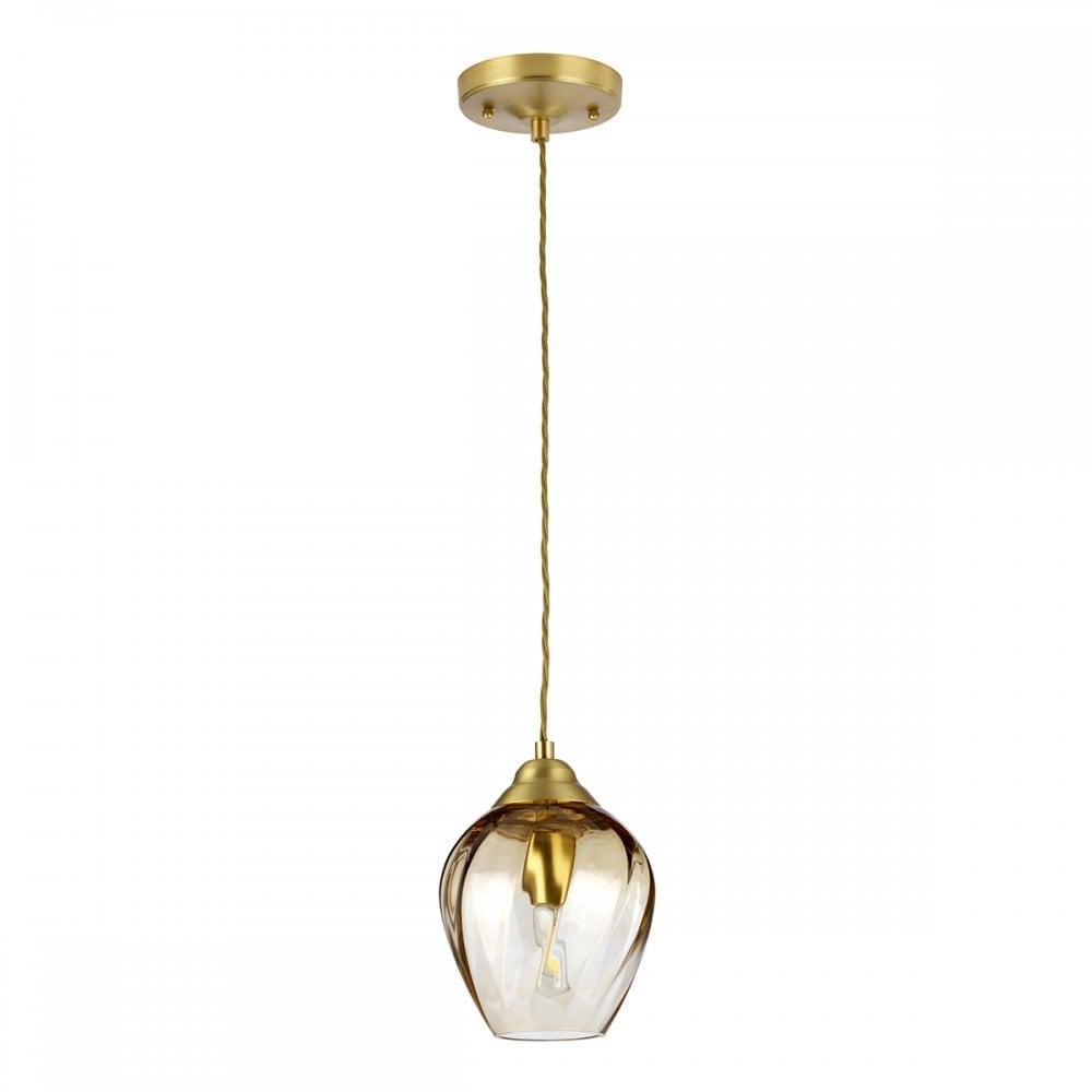 Tiber Brushed Brass Single Pendant Light by Quintiesse