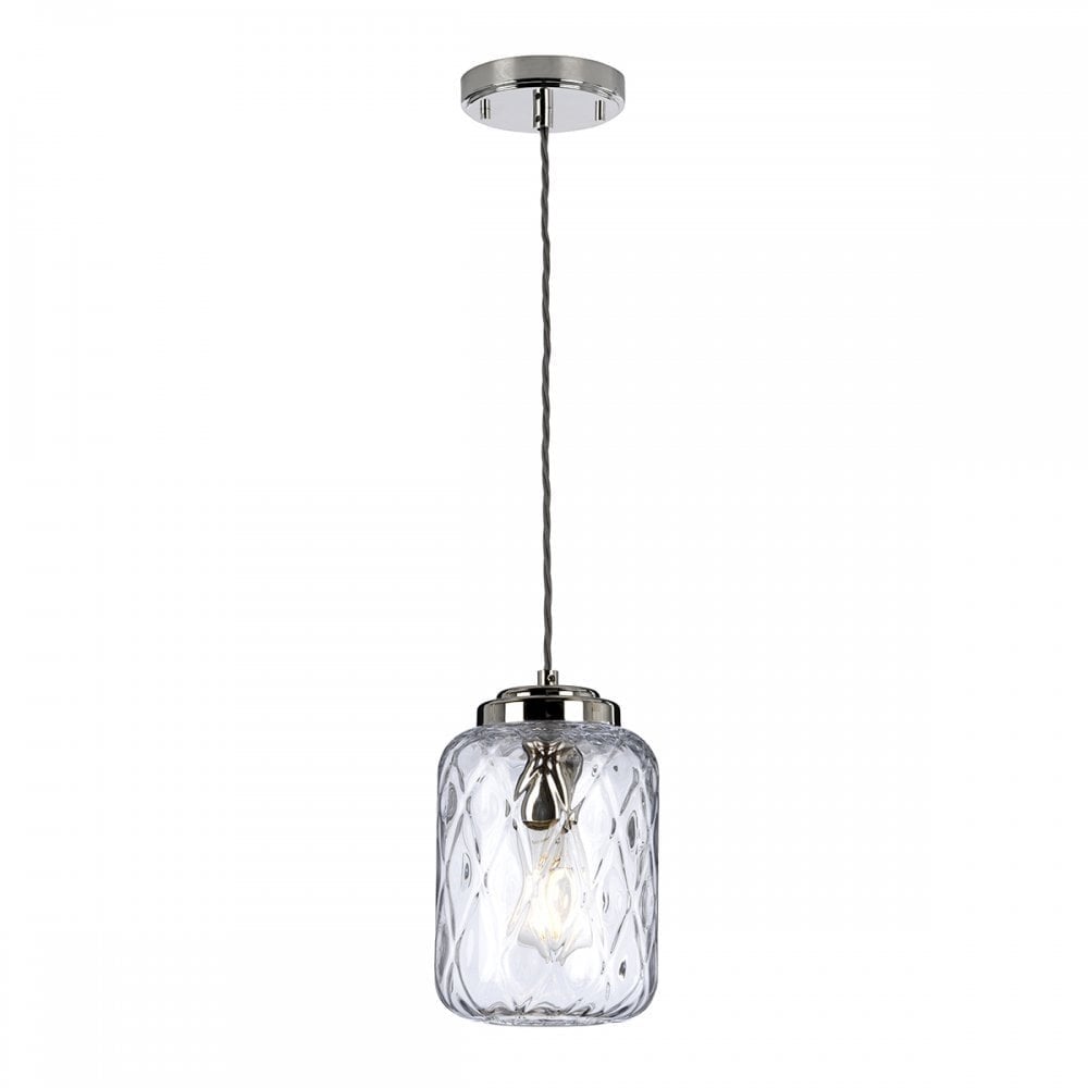 Sola Polished Nickel Single Pendant Light by Elstead Lighting