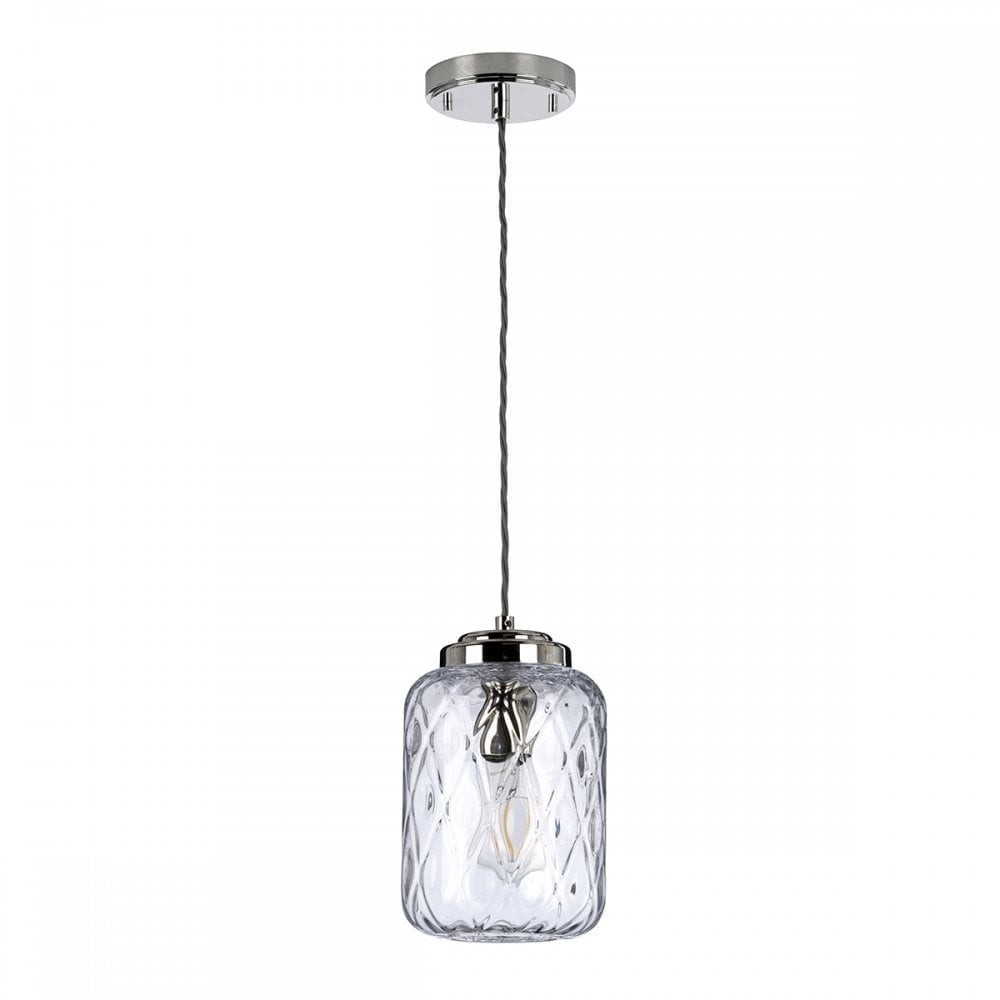 Sola Polished Nickel Single Pendant Light by Elstead Lighting