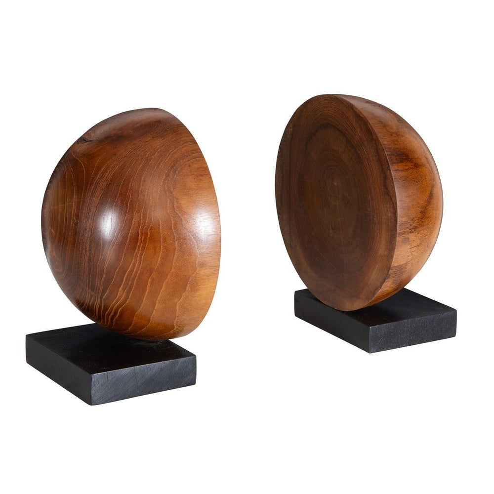 Teak and Noir Bookends Set of 2 by Uttermost