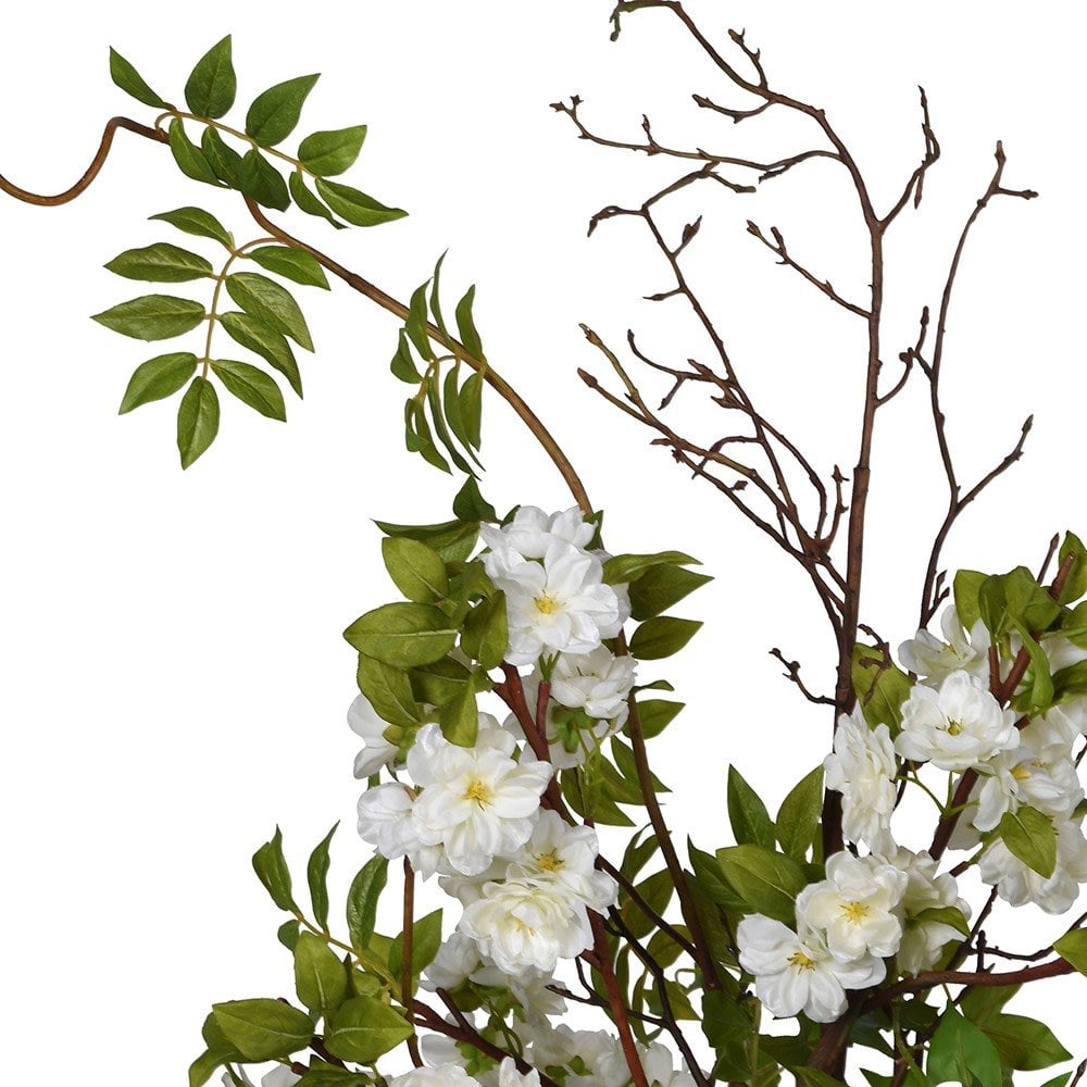 Billowing White Blossom Arrangement in Glass Vase by Kensington