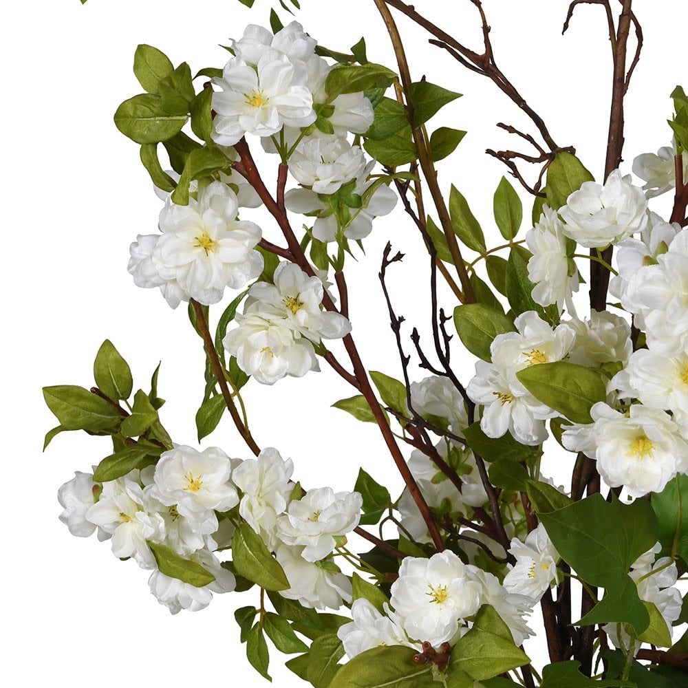 Billowing White Blossom Arrangement in Glass Vase by Kensington